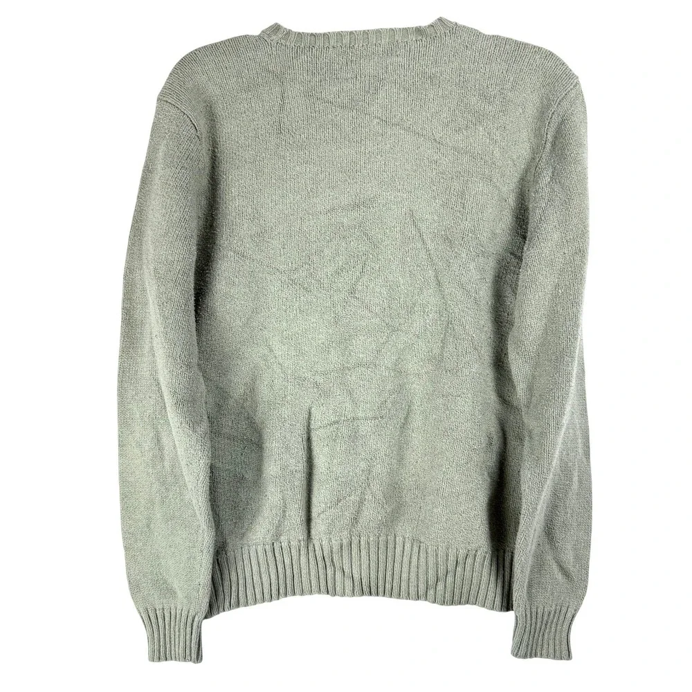 Vintage 90s Polo Ralph Lauren Sweater M Sage Green Cotton Knit Preppy Old Money
